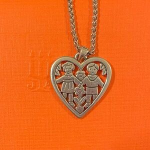 Retired James Avery "Love Is" Boy Girl Heart Pendant charm children silver 925